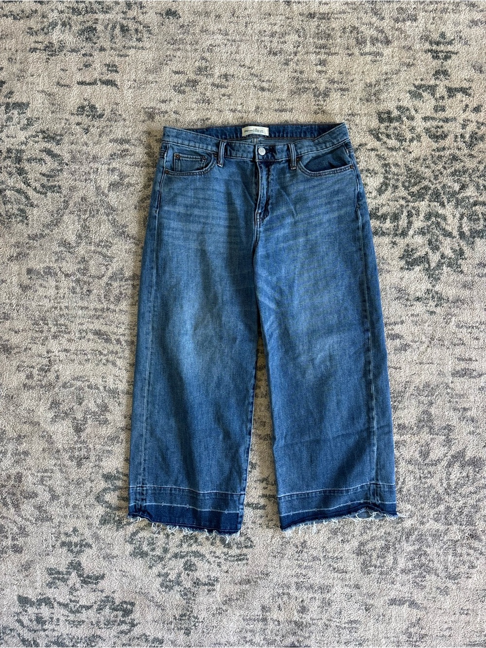 Wide Leg Cropped Women’s Jeans - Blue